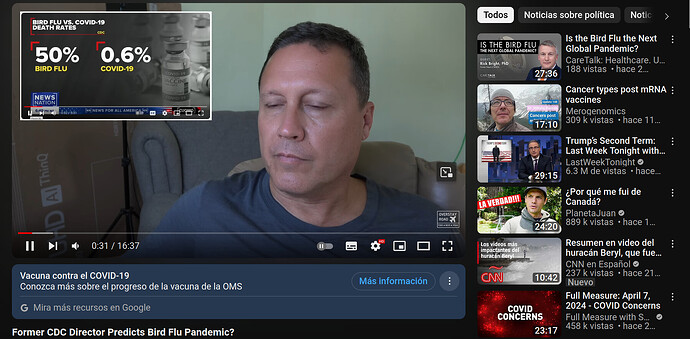 YouTube explotado de "pandemias, vacunas, gripe aviar, COVID-19".