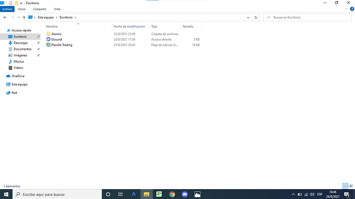 Carpeta Atomic en escritorio